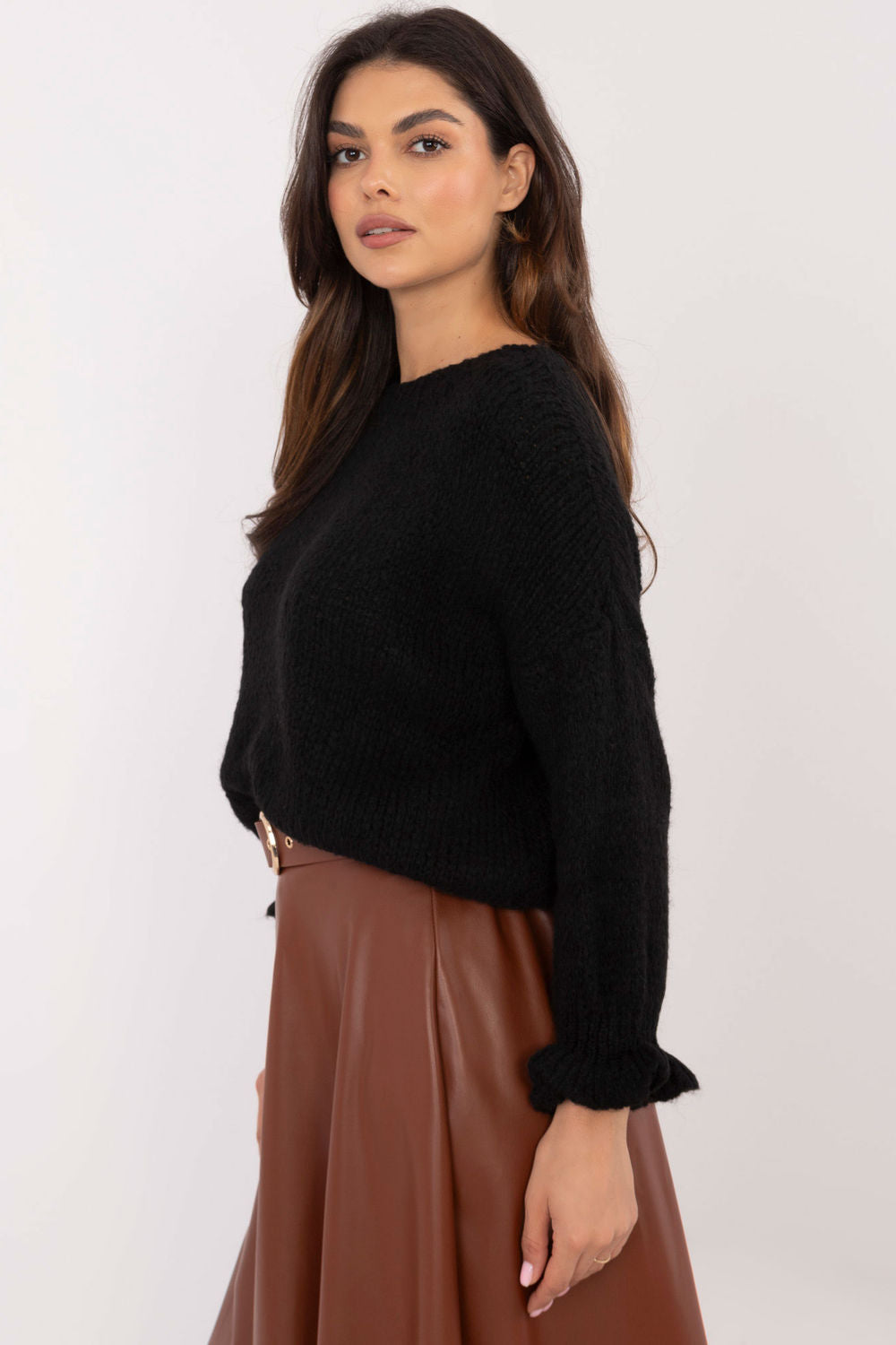 Pull femme Italy Moda Chandail Chandail — noir