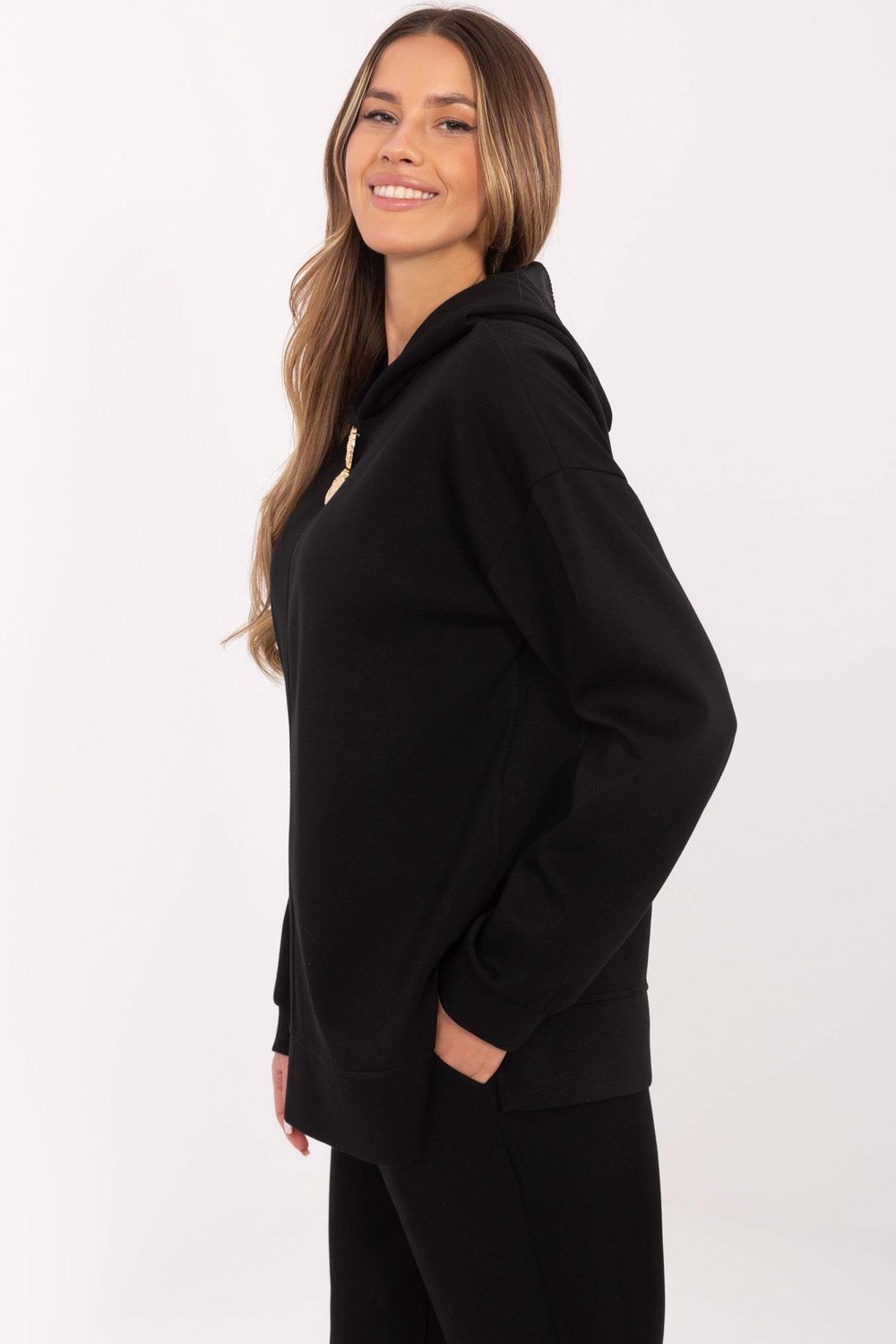 T-shirt femme Italy Moda Sweatshirt Sweatshirt — noir