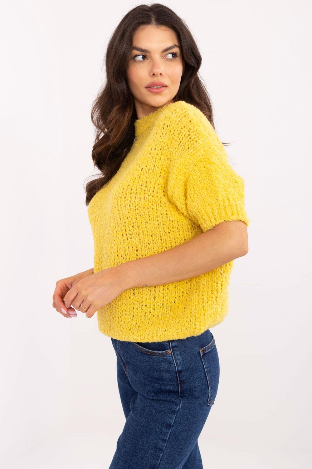 Pull femme Italy Moda À Manches Courtes — jaune