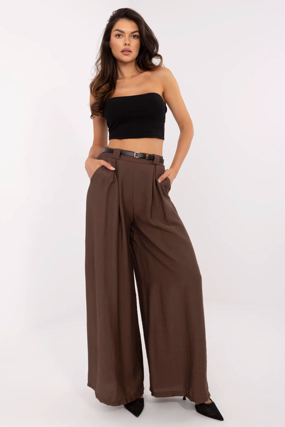 Chaussures à talons femme Italy Moda Pantalon Pantalon — brun