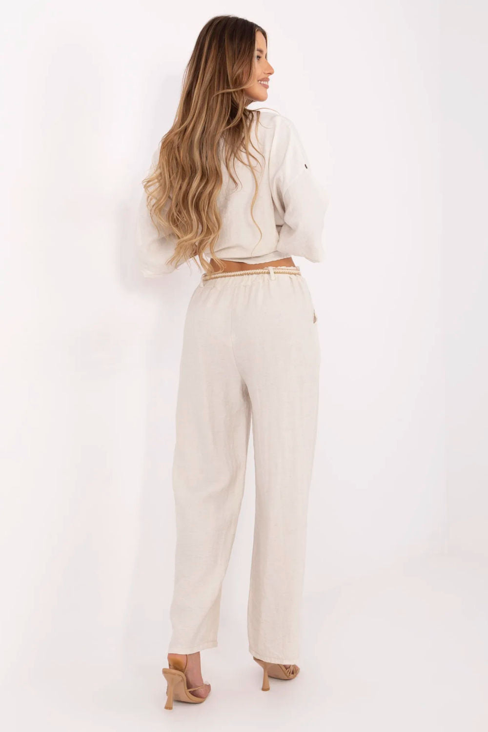Chaussures à talons femme Italy Moda Pantalon Pantalon — beige