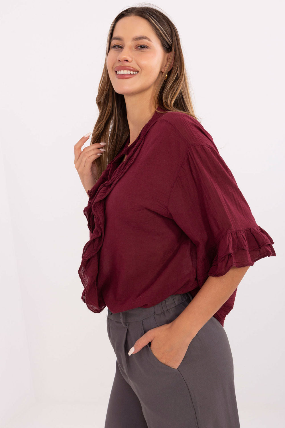 Blouse femme Italy Moda Chemise Chemise — rouge