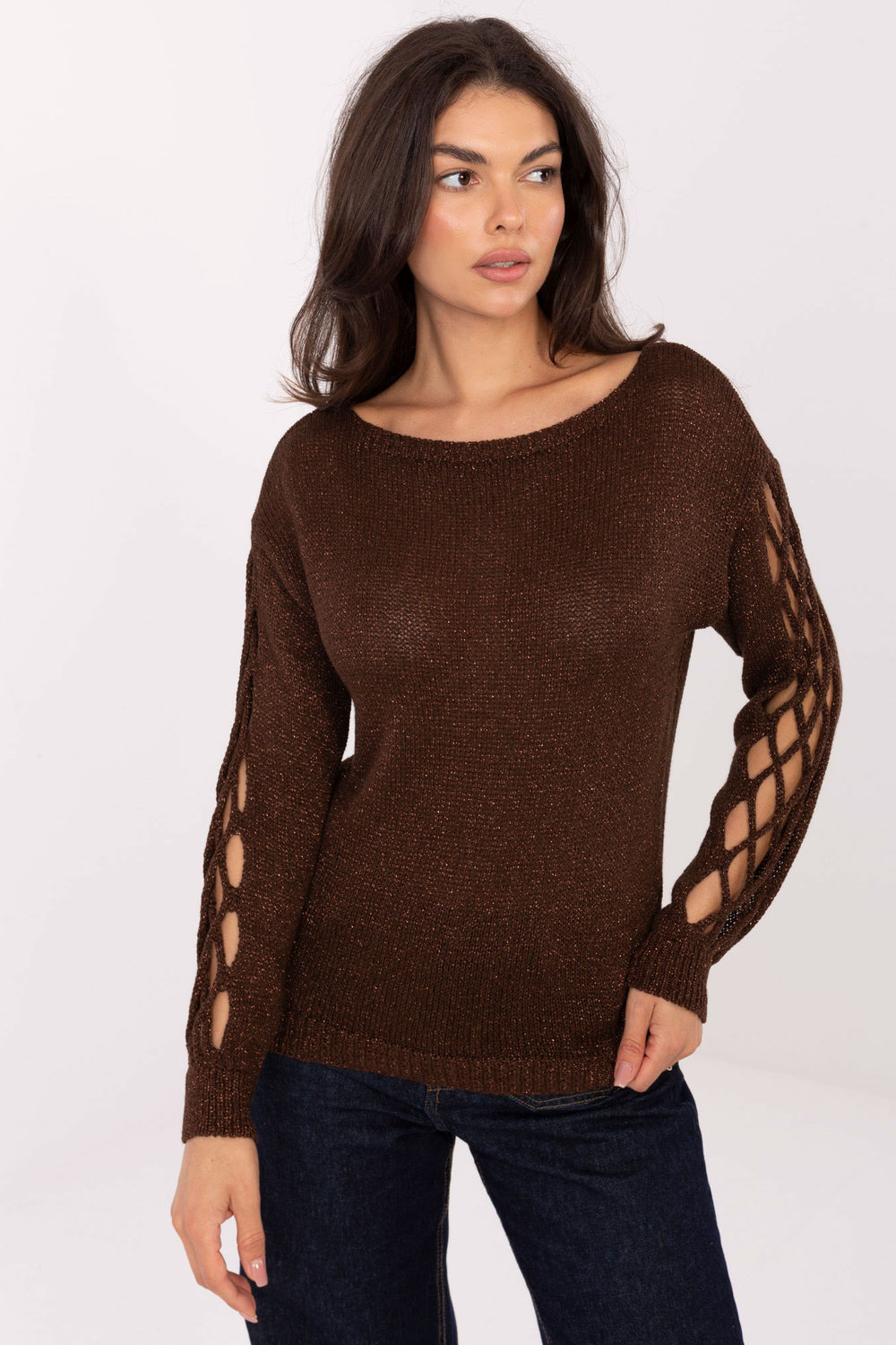 Pull femme Italy Moda Chandail Chandail — brun