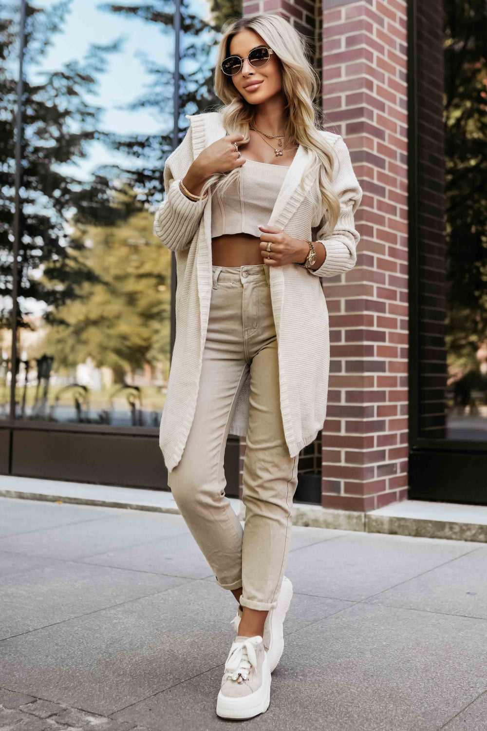 Cardigan femme Numoco — beige