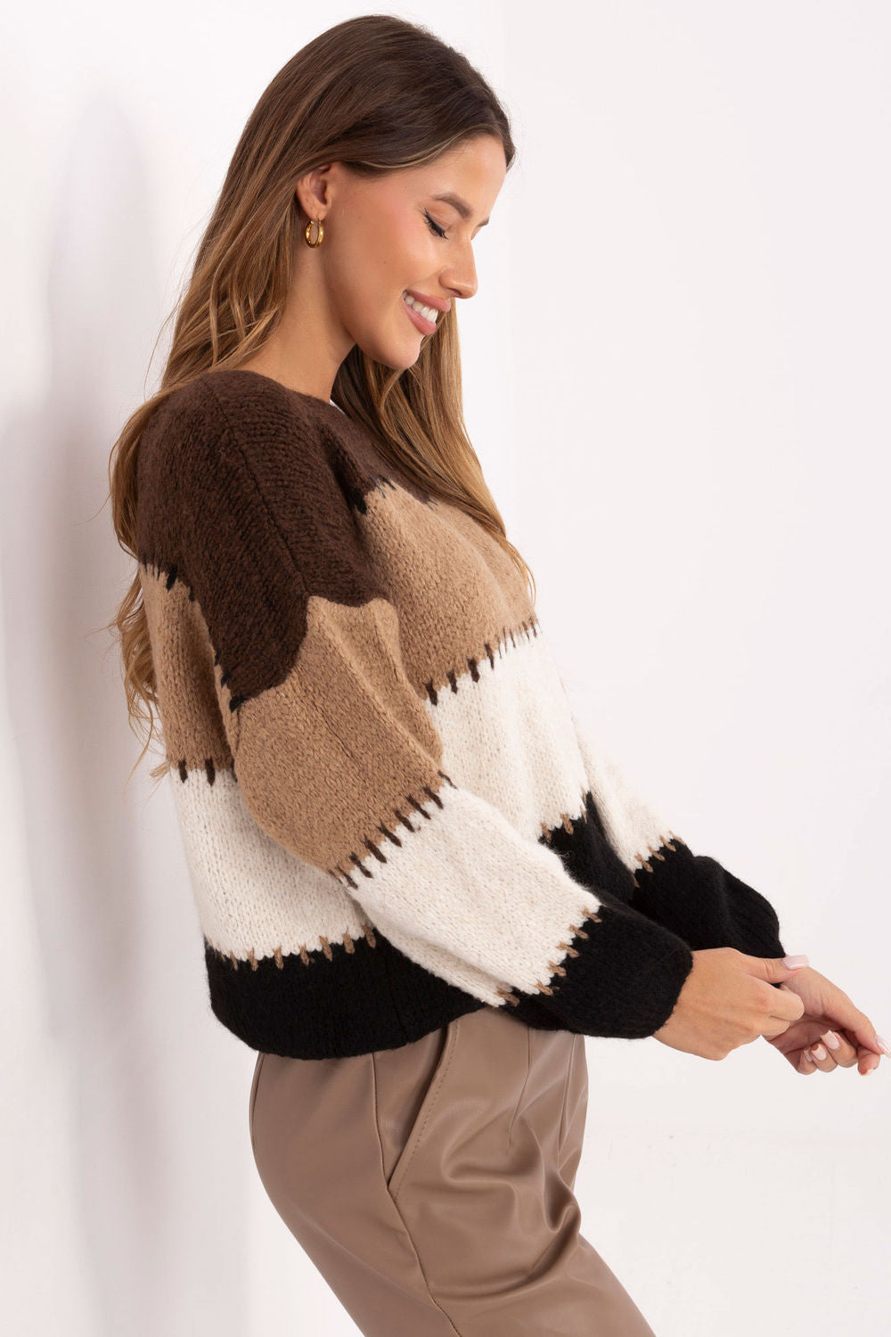 Pull femme Italy Moda Chandail Chandail — brun