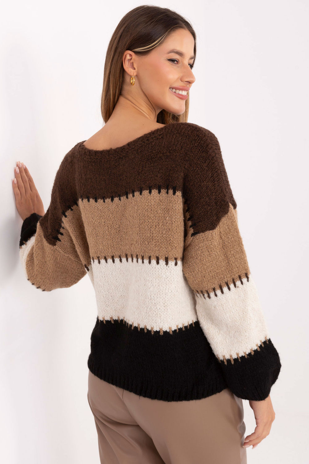 Pull femme Italy Moda Chandail Chandail — brun