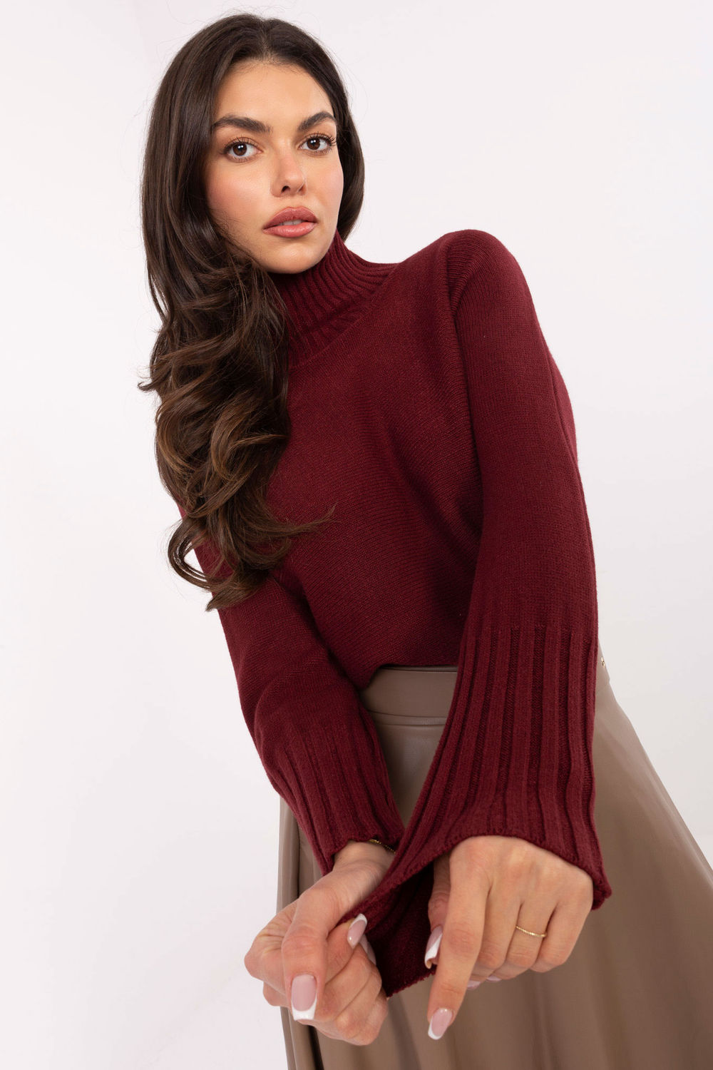 Pull femme Rue Paris Col Roulé Col — rouge