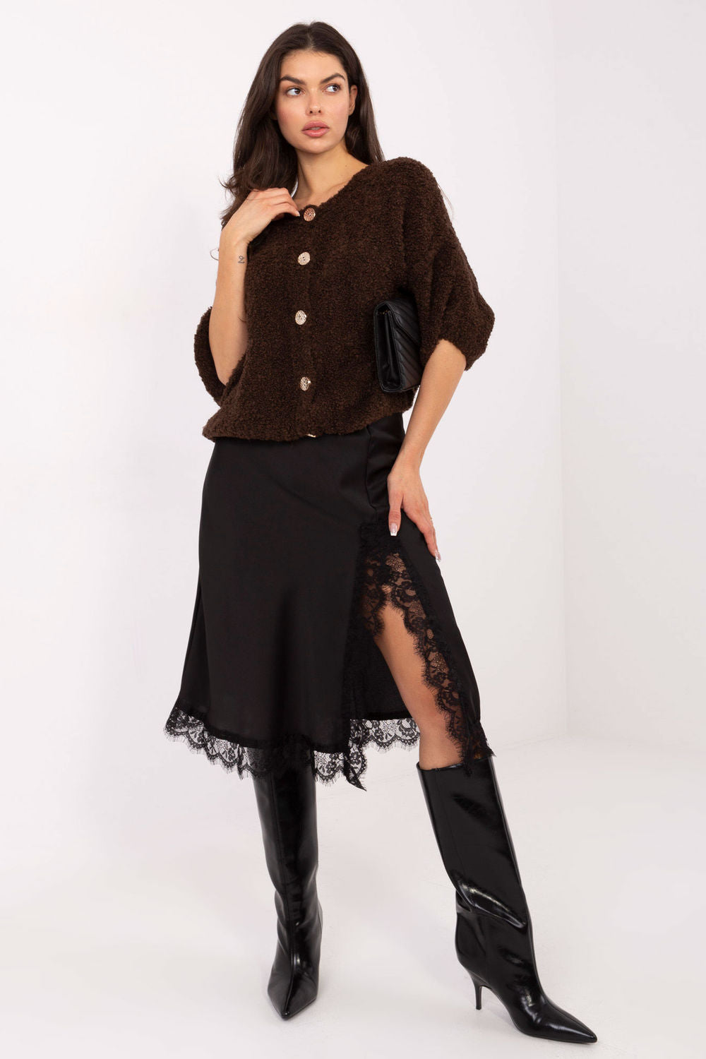 Cardigan femme Italy Moda — brun