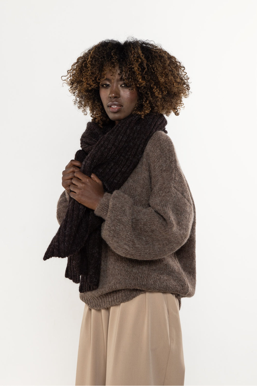 Châle femme awama — brun