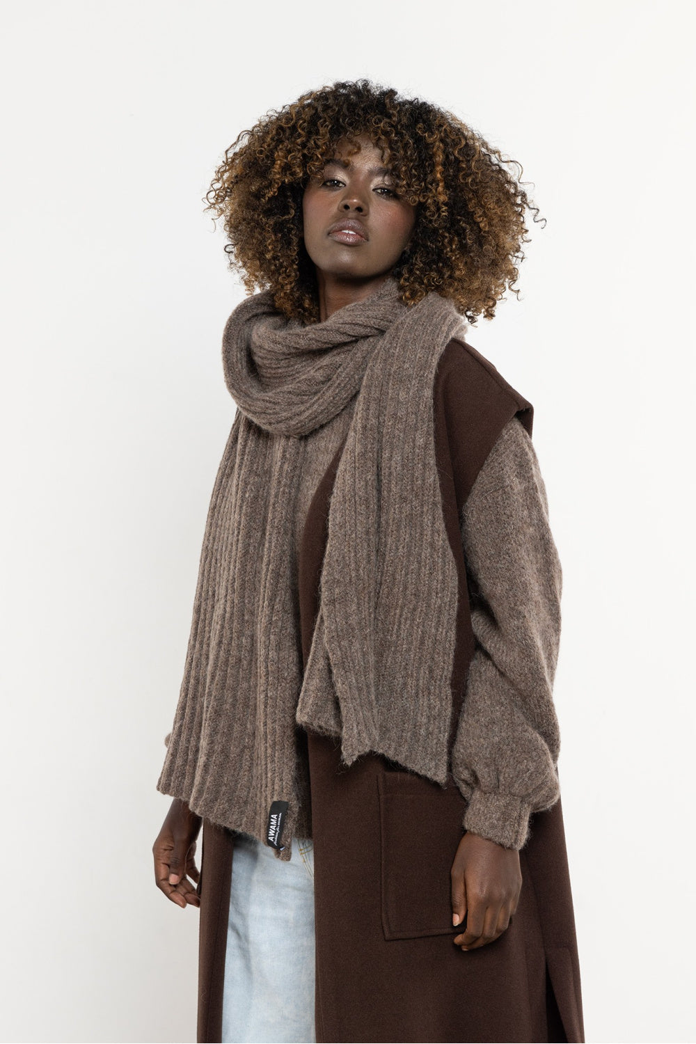 Châle femme awama — brun