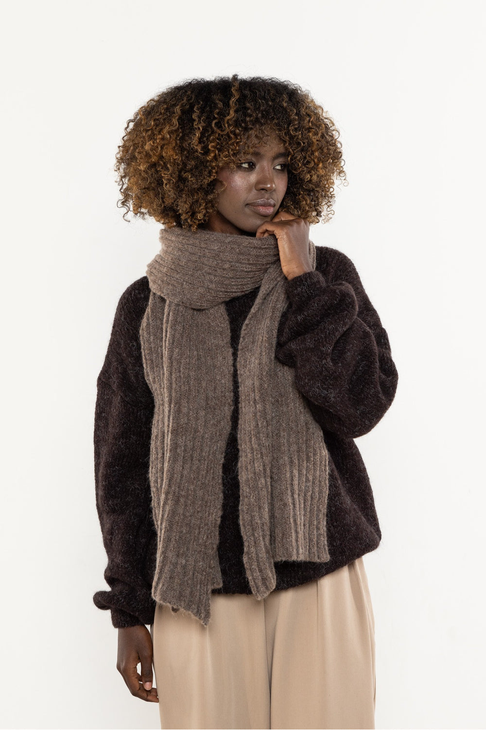 Châle femme awama — brun