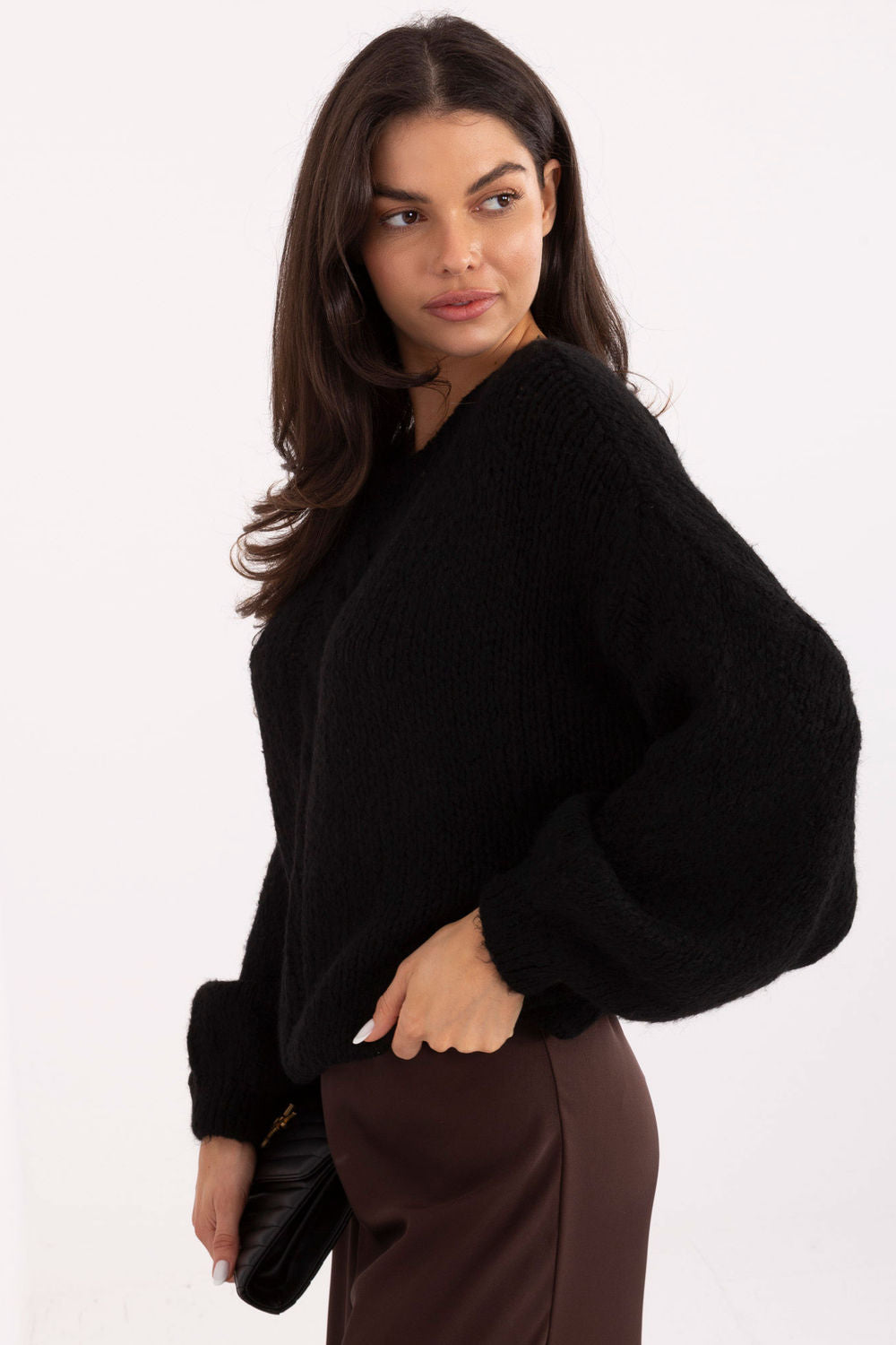 Pull femme Italy Moda Chandail Chandail — noir