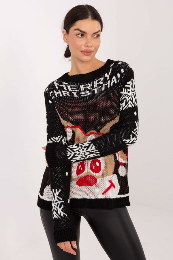 Pull femme Italy Moda Chandail Chandail — noir