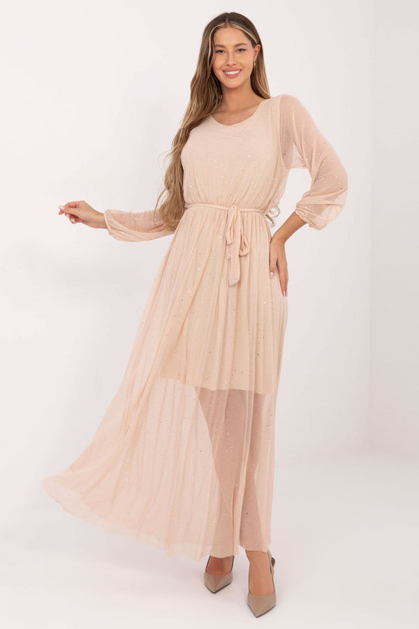 Robe femme Italy Moda Longue Longue — beige
