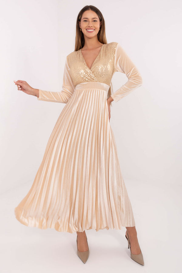 Robe femme Italy Moda Longue Longue — beige
