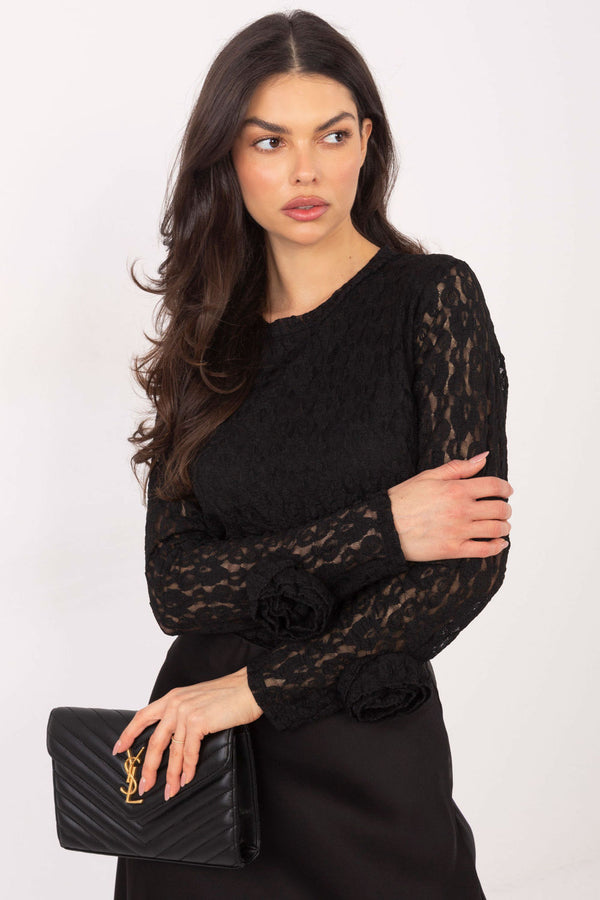 Blouse femme Italy Moda En Dentelle En — noir