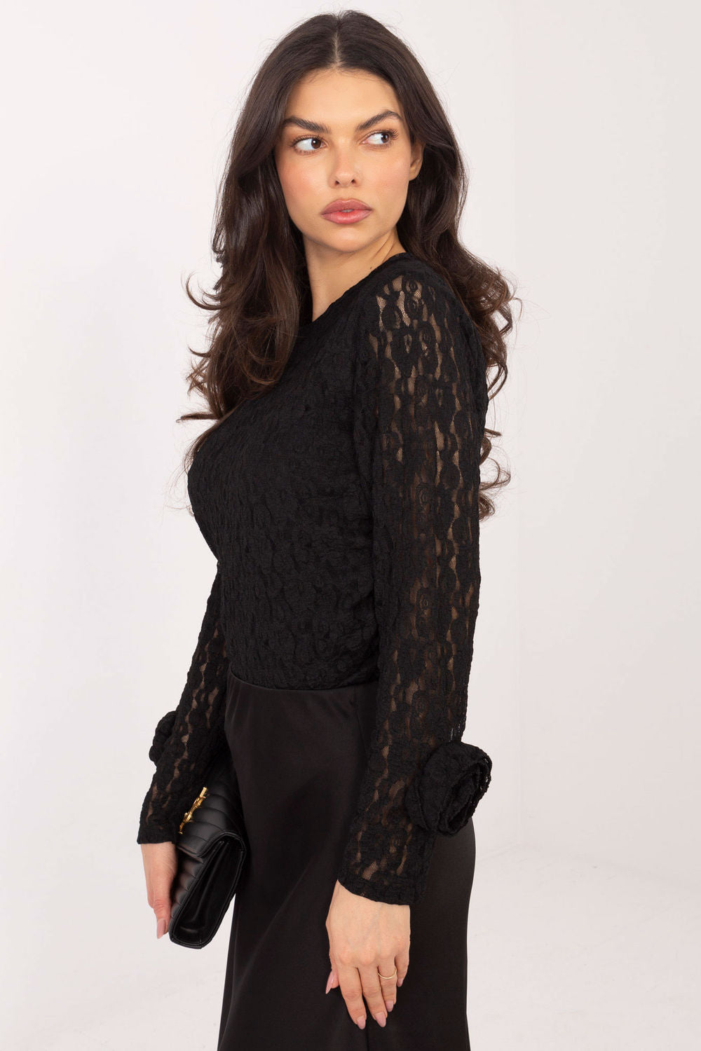 Blouse femme Italy Moda En Dentelle En — noir