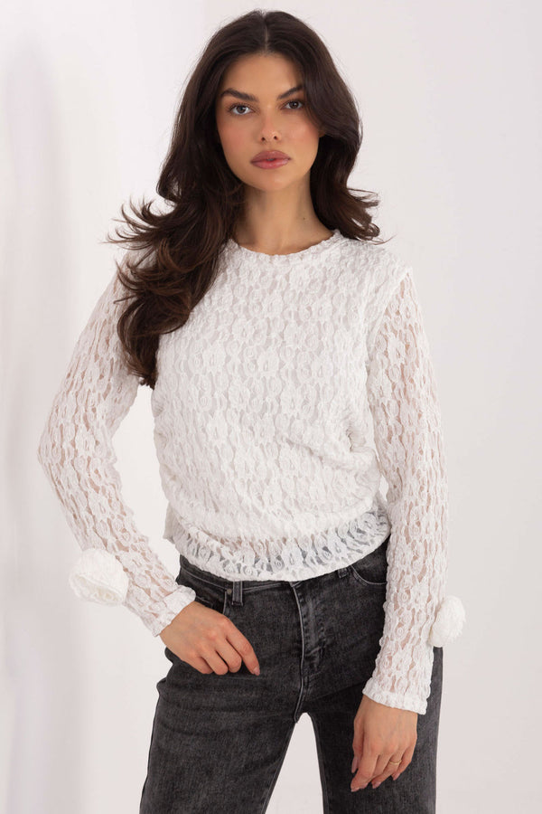 Blouse femme Italy Moda En Dentelle En — blanc