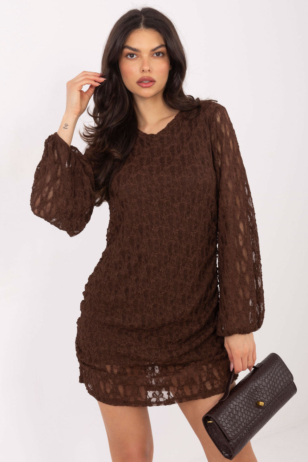 Robe femme Italy Moda Courte Courte — brun