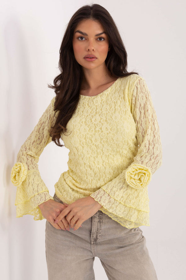 Blouse femme Italy Moda En Dentelle En — jaune