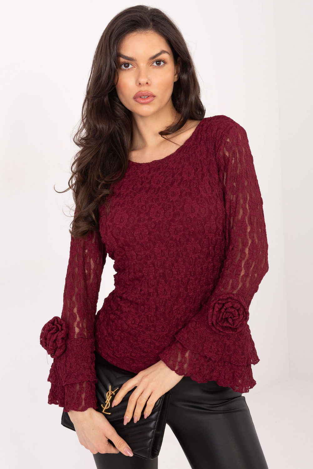 Blouse femme Italy Moda En Dentelle En — rouge