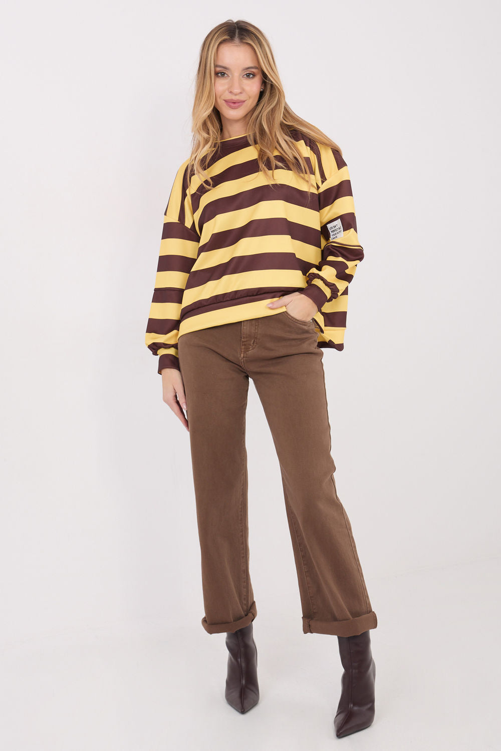 T-shirt femme Italy Moda Sweatshirt Sweatshirt — brun
