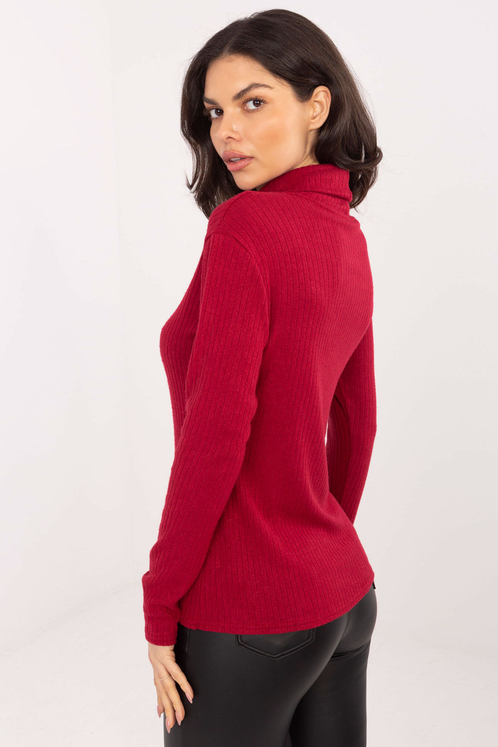 Pull femme Lakerta Col Roulé Col — rouge