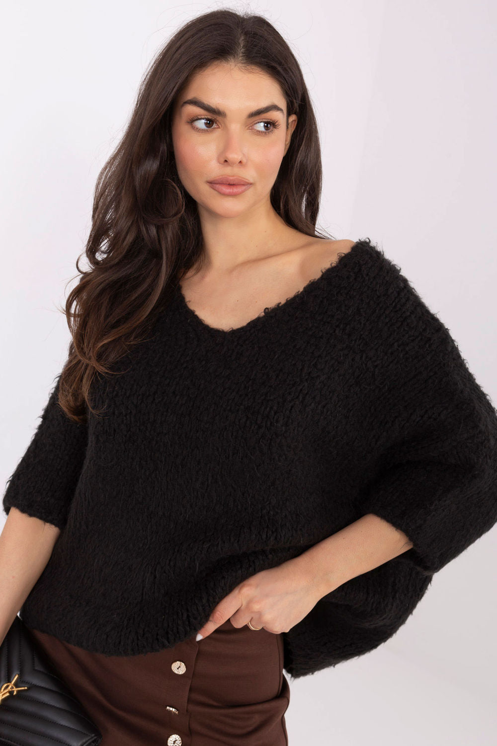 Pull femme Italy Moda Chandail Chandail — noir