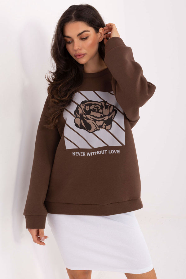 T-shirt femme Italy Moda Sweatshirt Sweatshirt — brun
