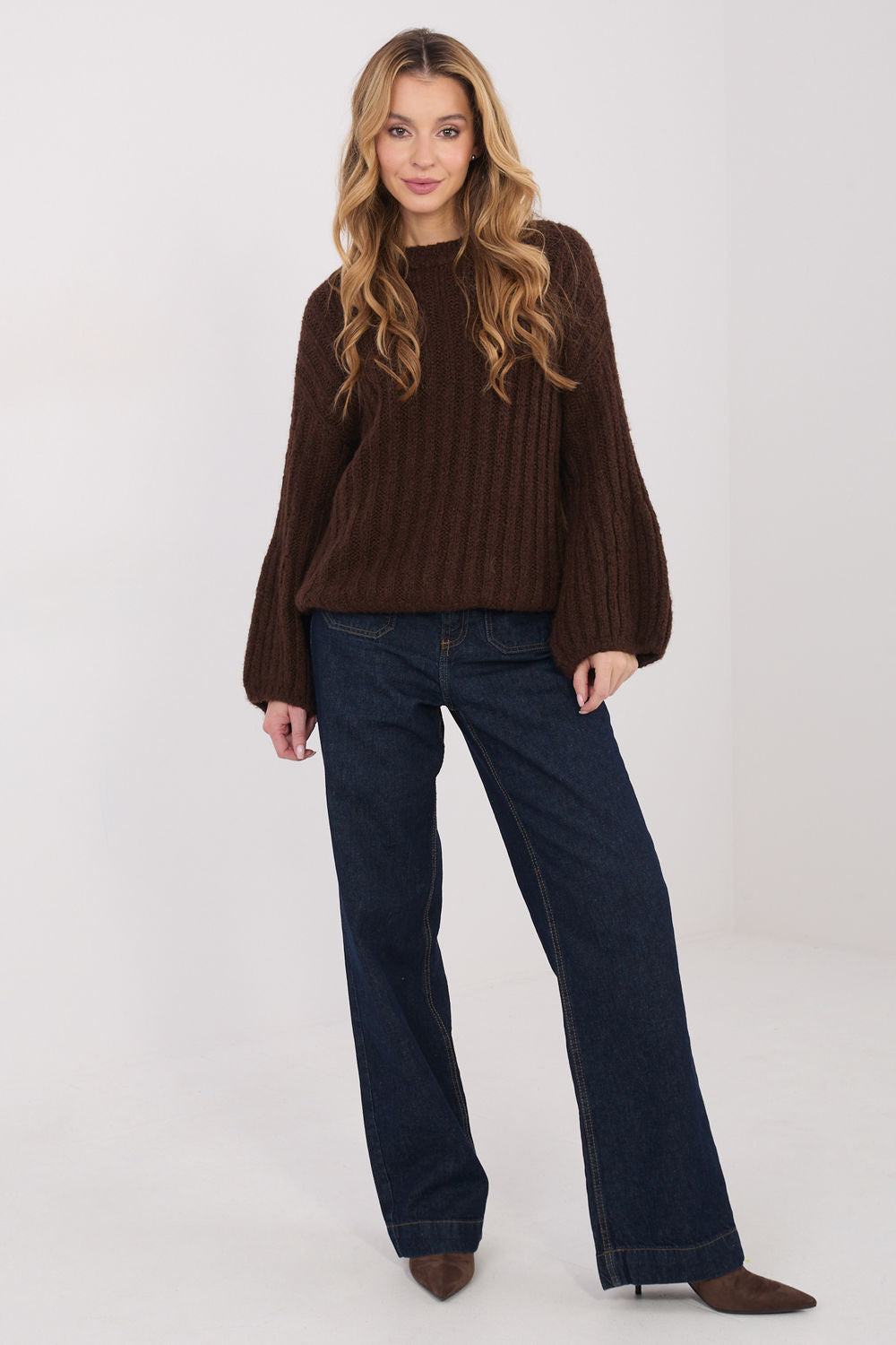 Pull femme Italy Moda Chandail Chandail — brun