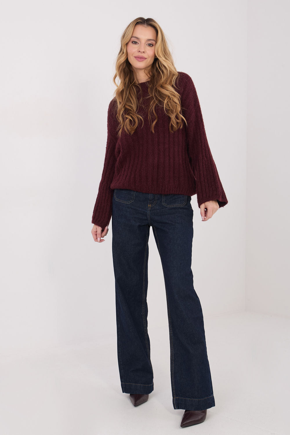 Pull femme Italy Moda Chandail Chandail — rouge