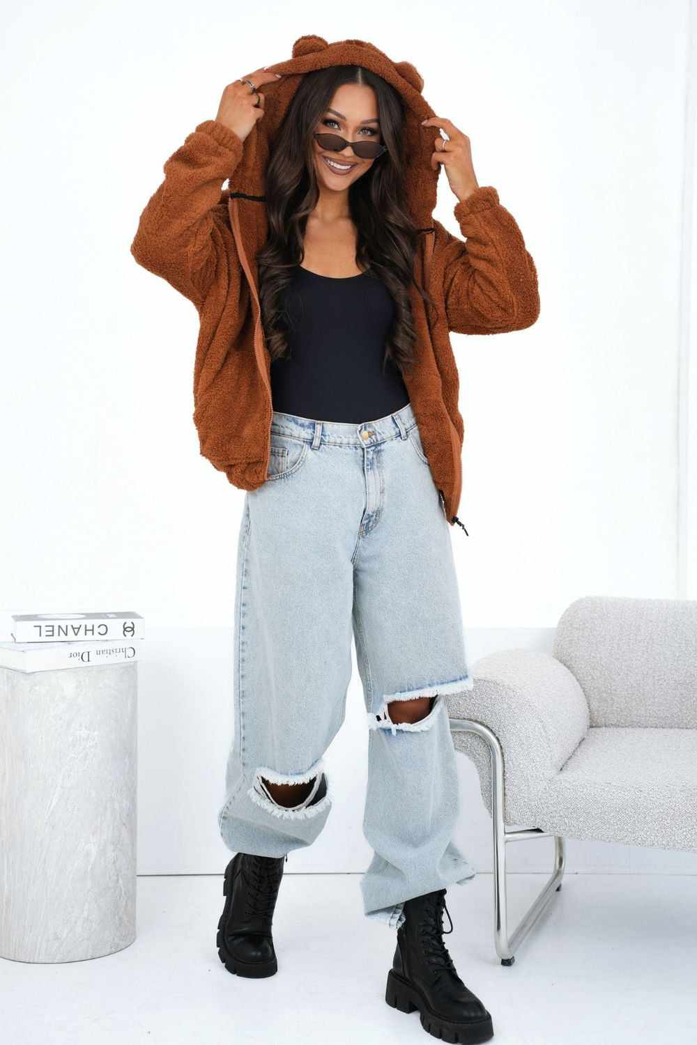 T-shirt femme Factory Price Sweatshirt Sweatshirt — brun