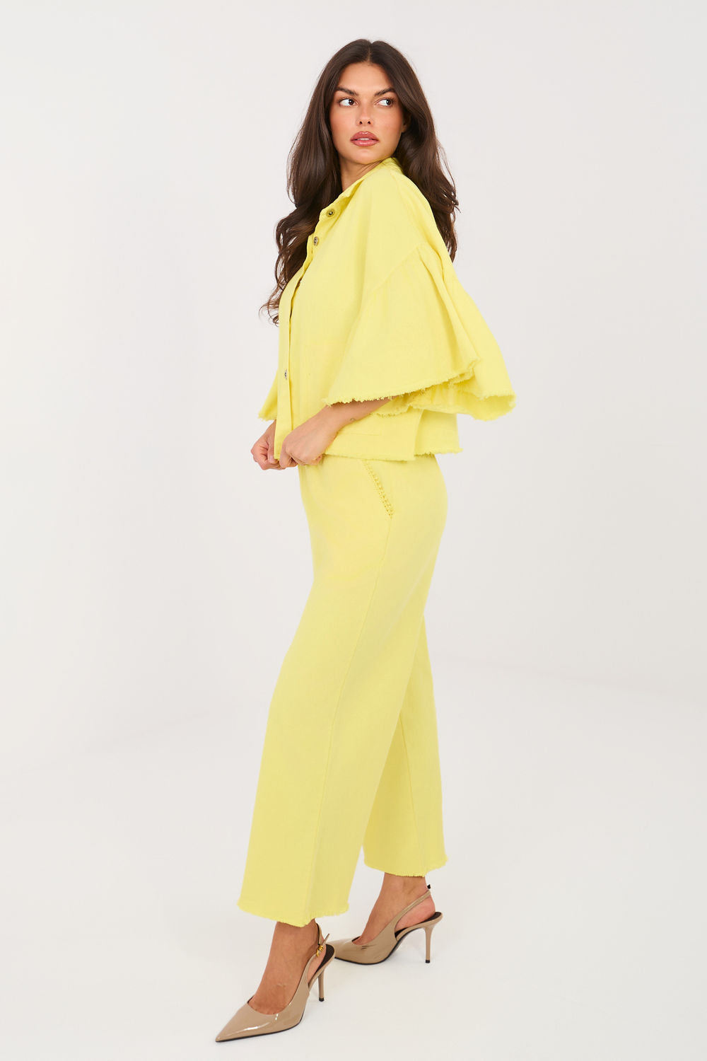 Chaussures à talons femme Italy Moda Pantalon Pantalon — jaune