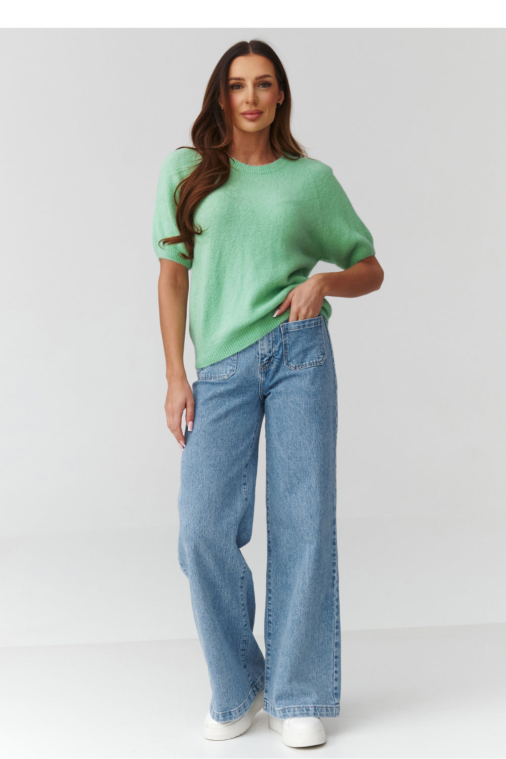 Pull femme Makadamia À Manches Courtes — vert