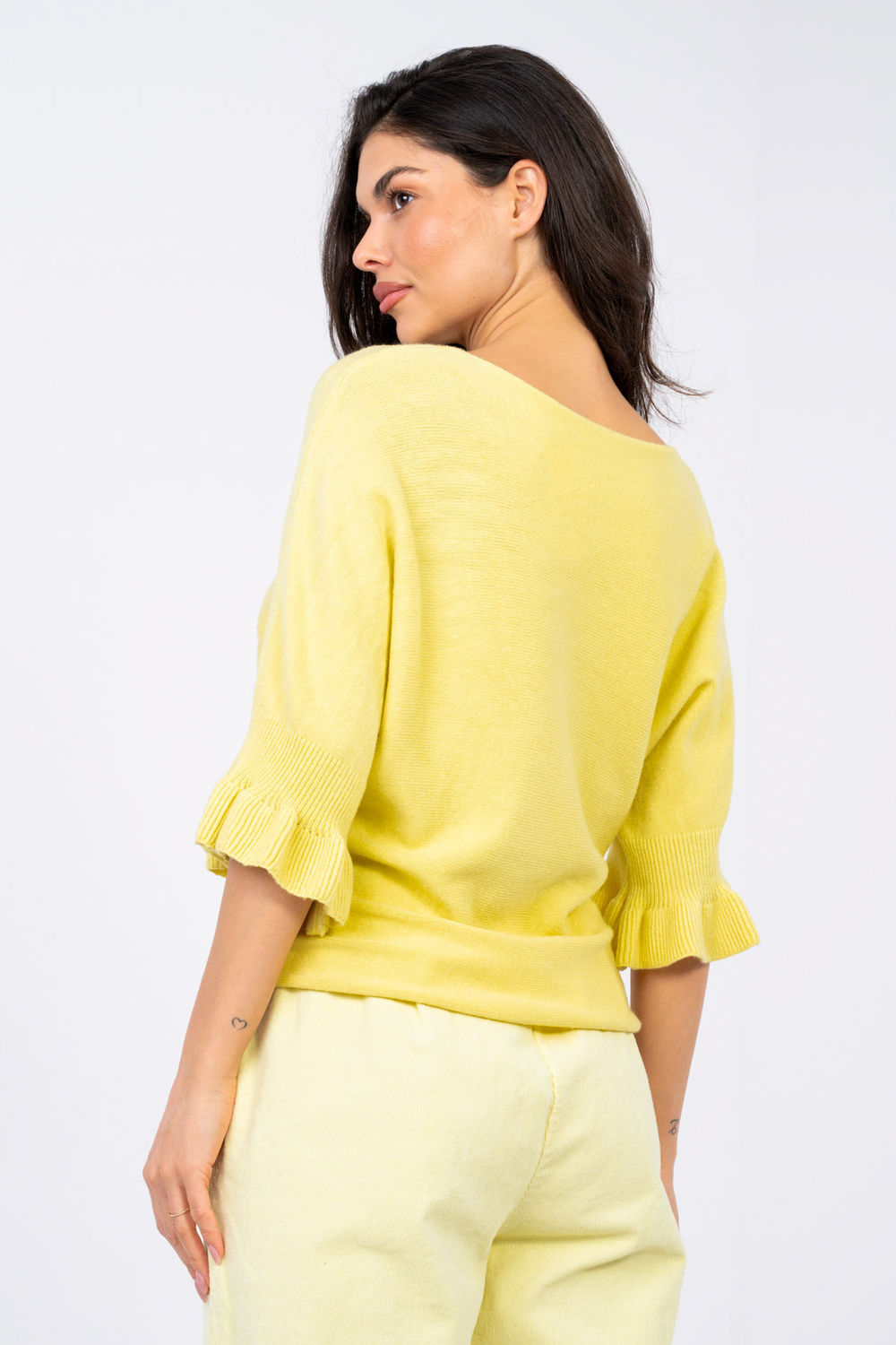 Pull femme Italy Moda Chandail Chandail — jaune