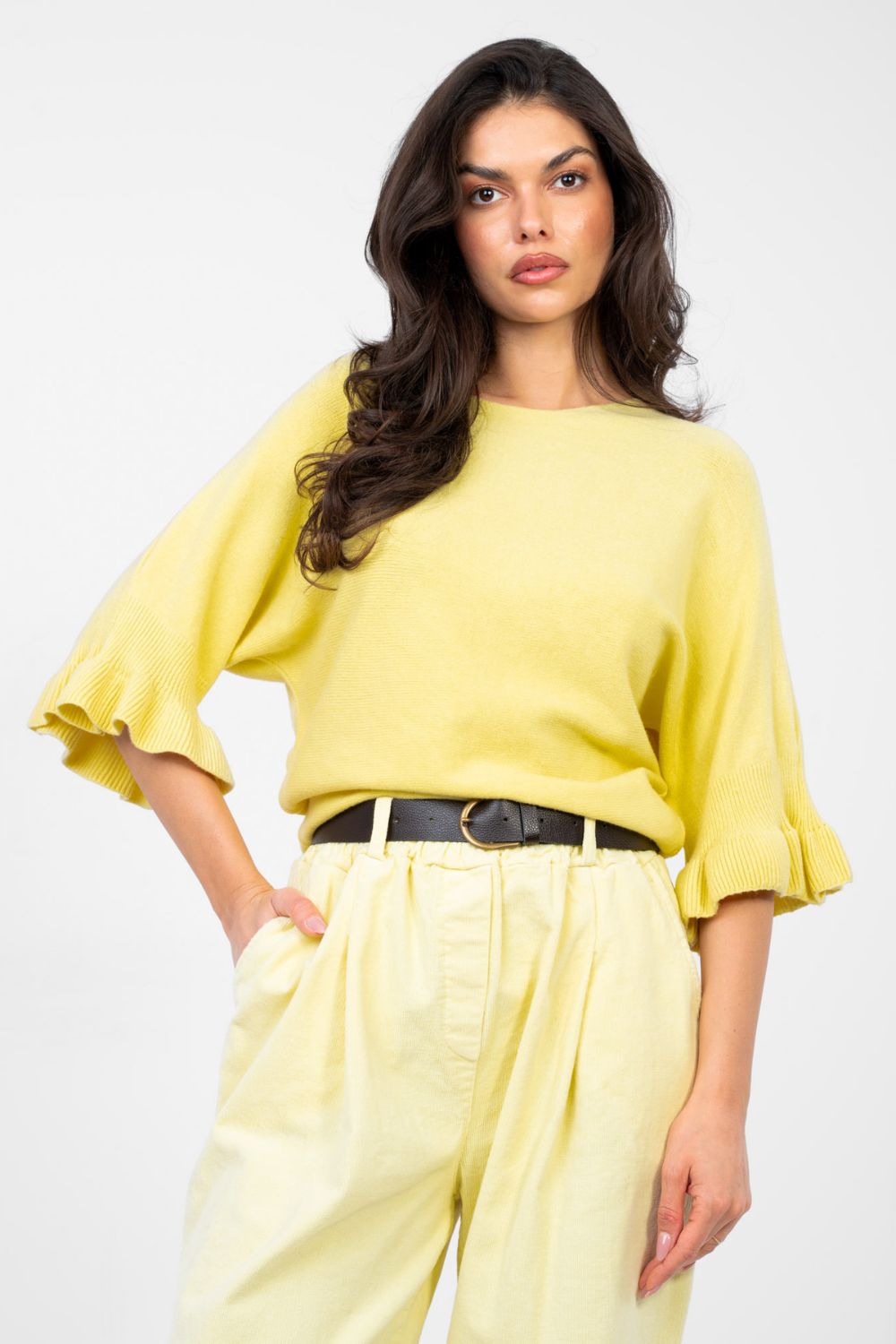 Pull femme Italy Moda Chandail Chandail — jaune