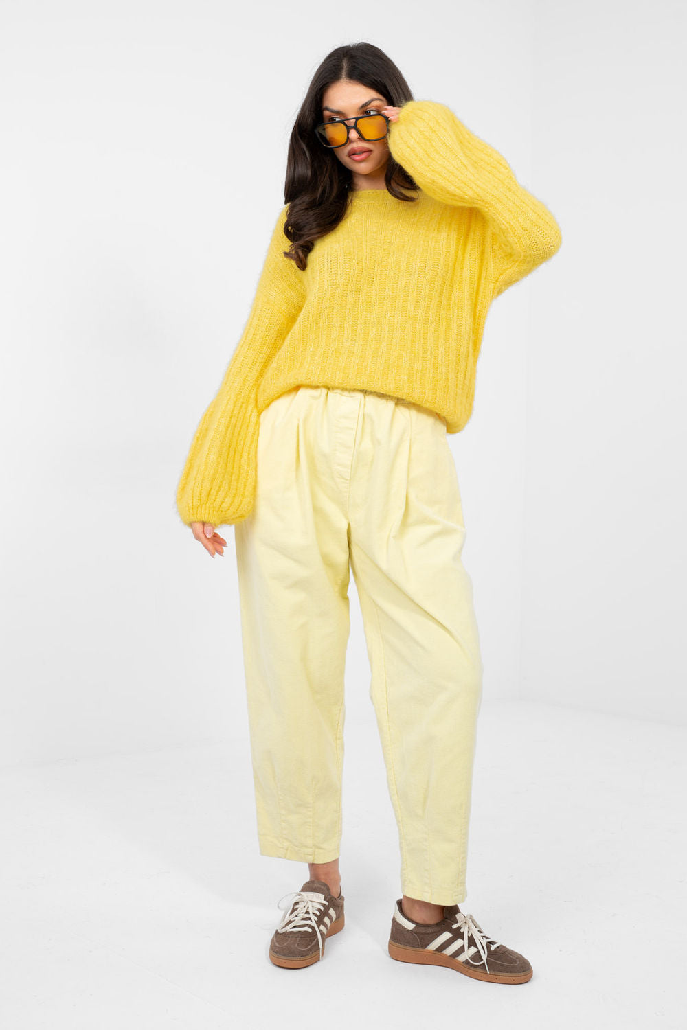 Pull femme Italy Moda Chandail Chandail — jaune