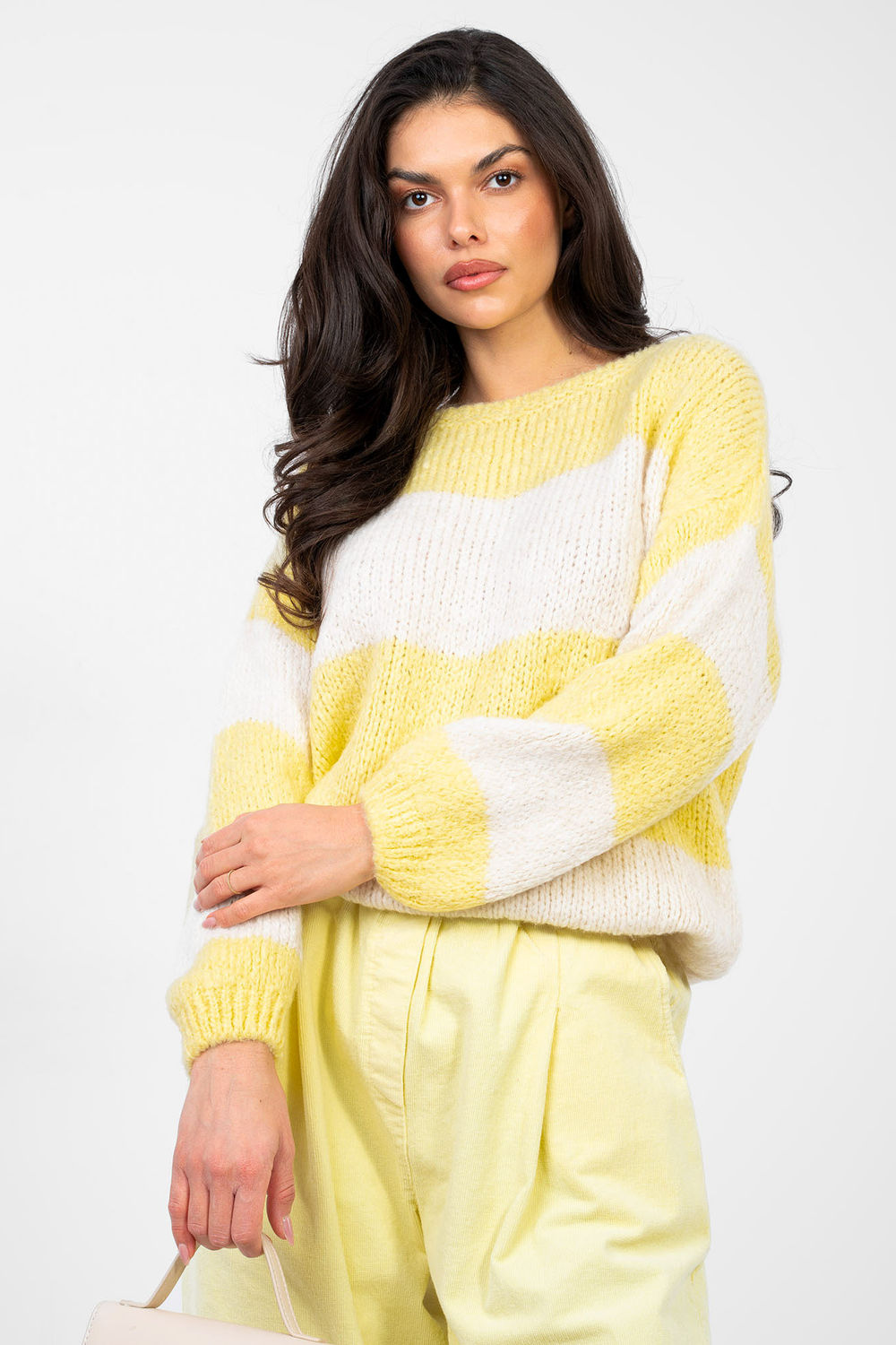Pull femme Italy Moda Chandail Chandail — jaune