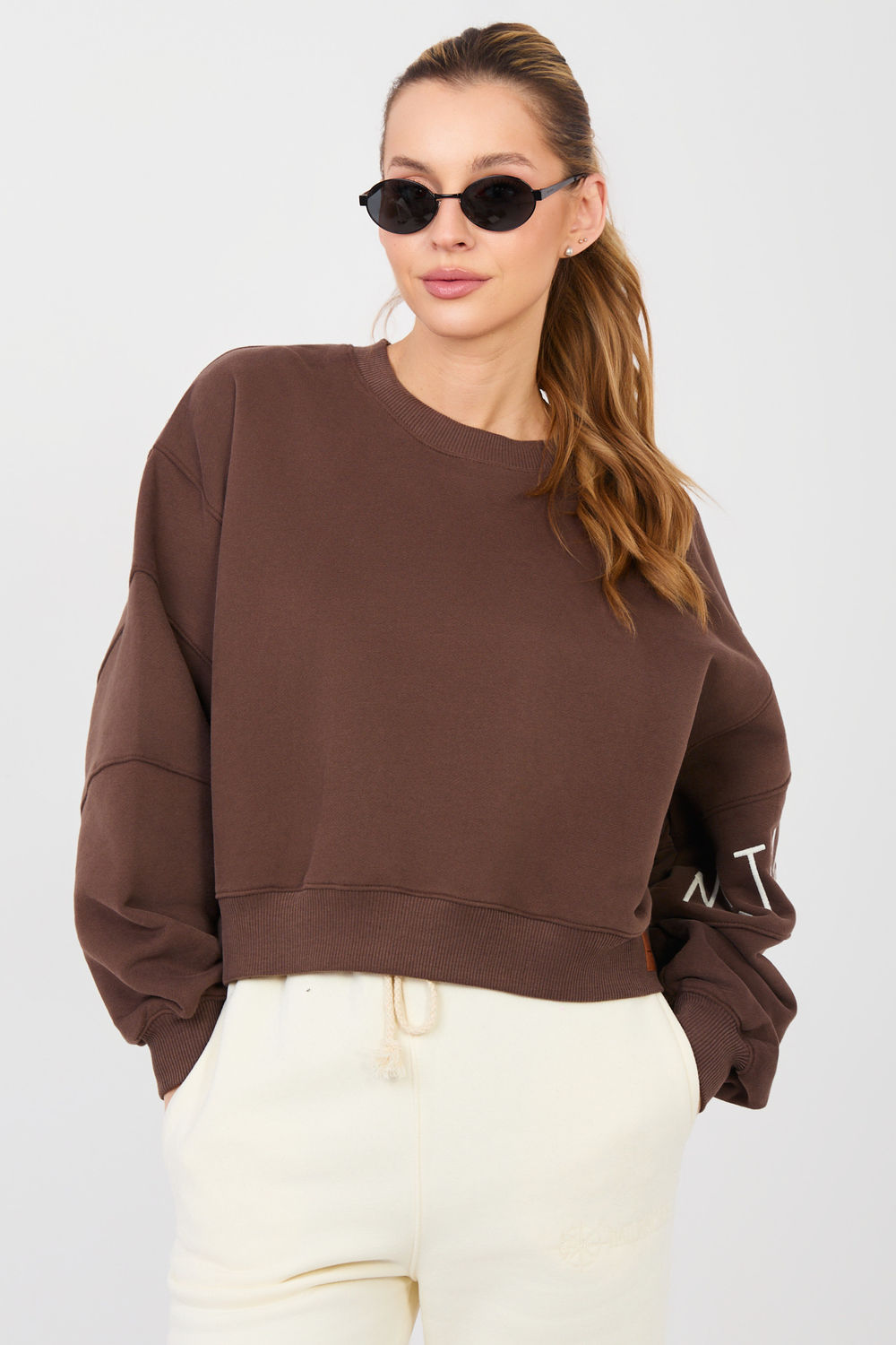 T-shirt femme Factory Price Sweatshirt Sweatshirt — brun