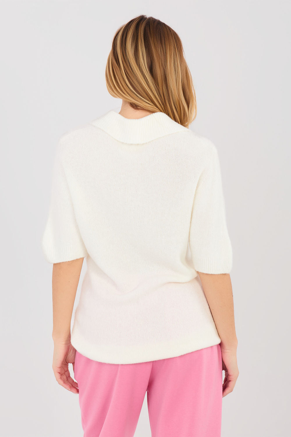 Pull femme Italy Moda À Manches Courtes — beige