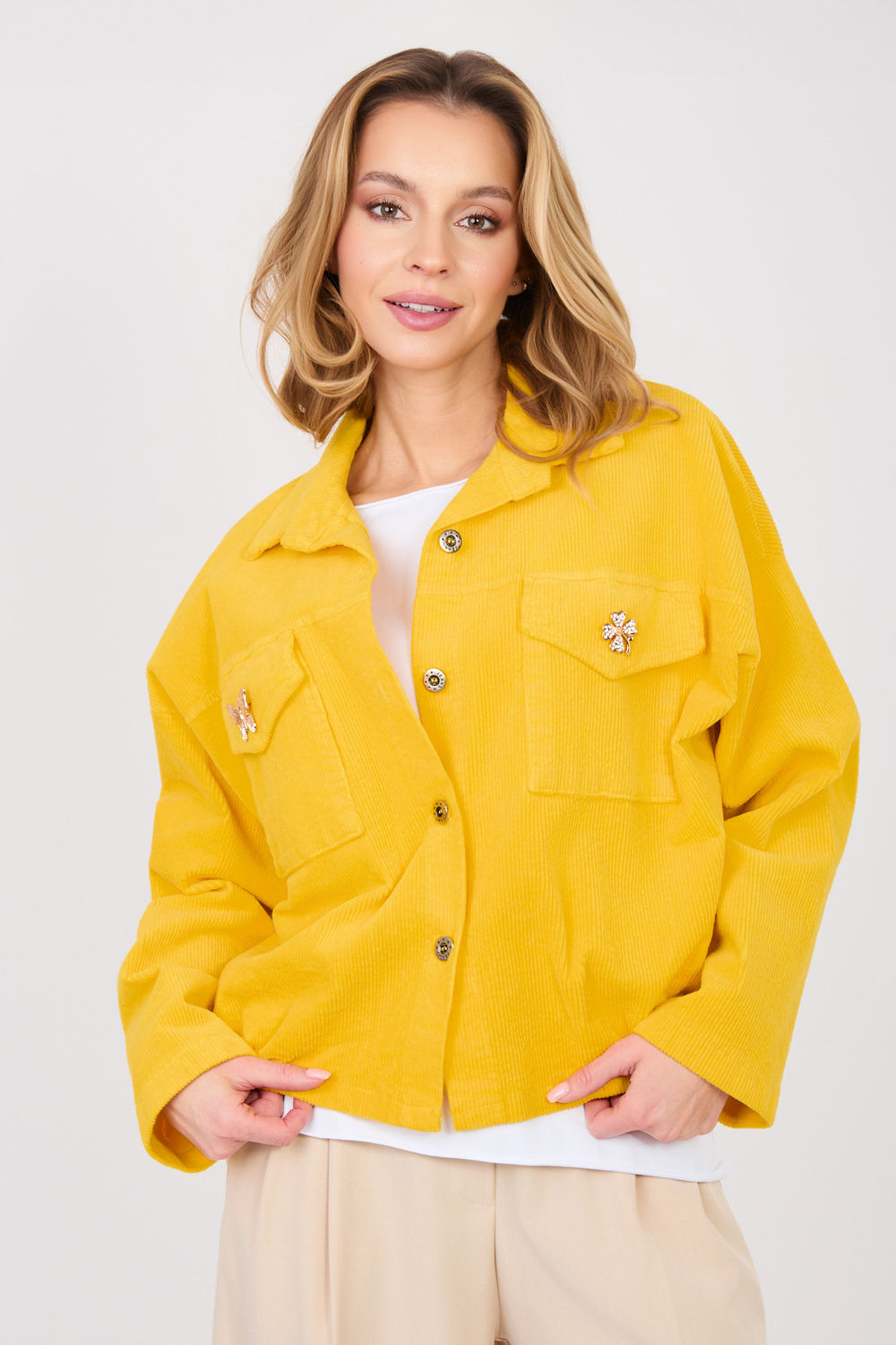 Veste en velours côtelé femme Rue Paris — jaune