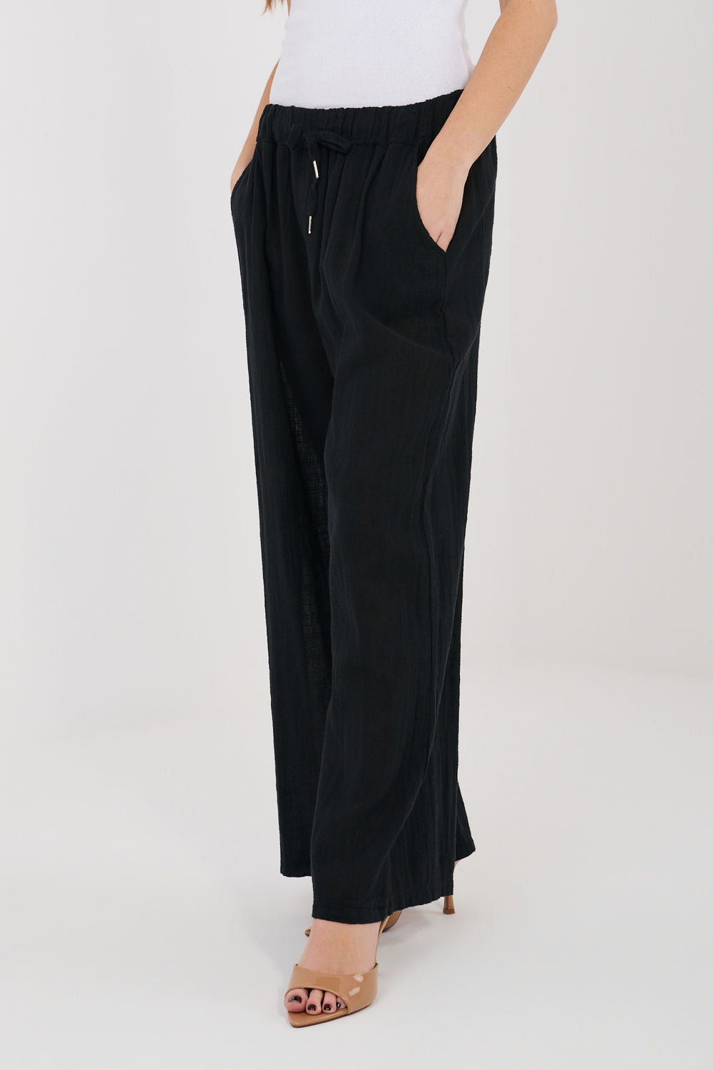 Chaussures à talons femme Italy Moda Pantalon Pantalon — noir