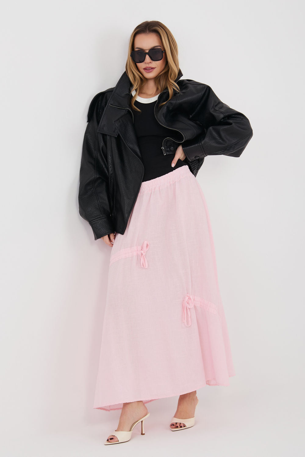 Jupe femme Italy Moda Longue Longue — rosé