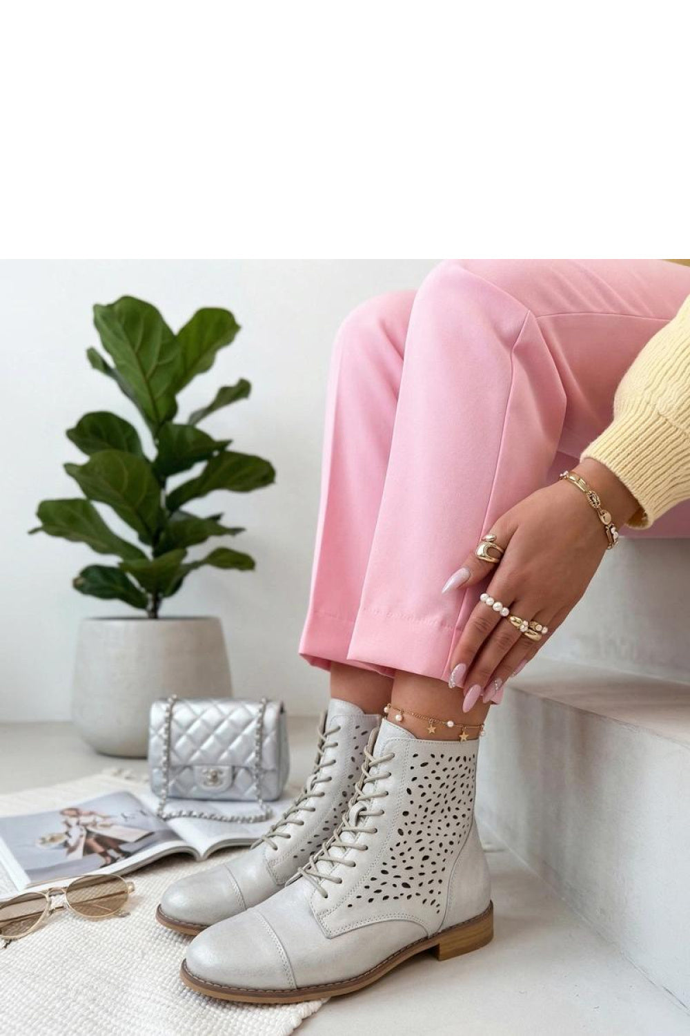 Bottes femme Solea Bottines Ajourées Bottines — gris