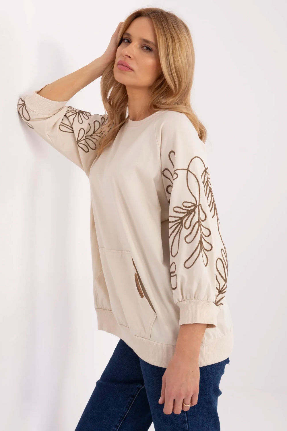 T-shirt femme Rue Paris Sweatshirt Sweatshirt — beige