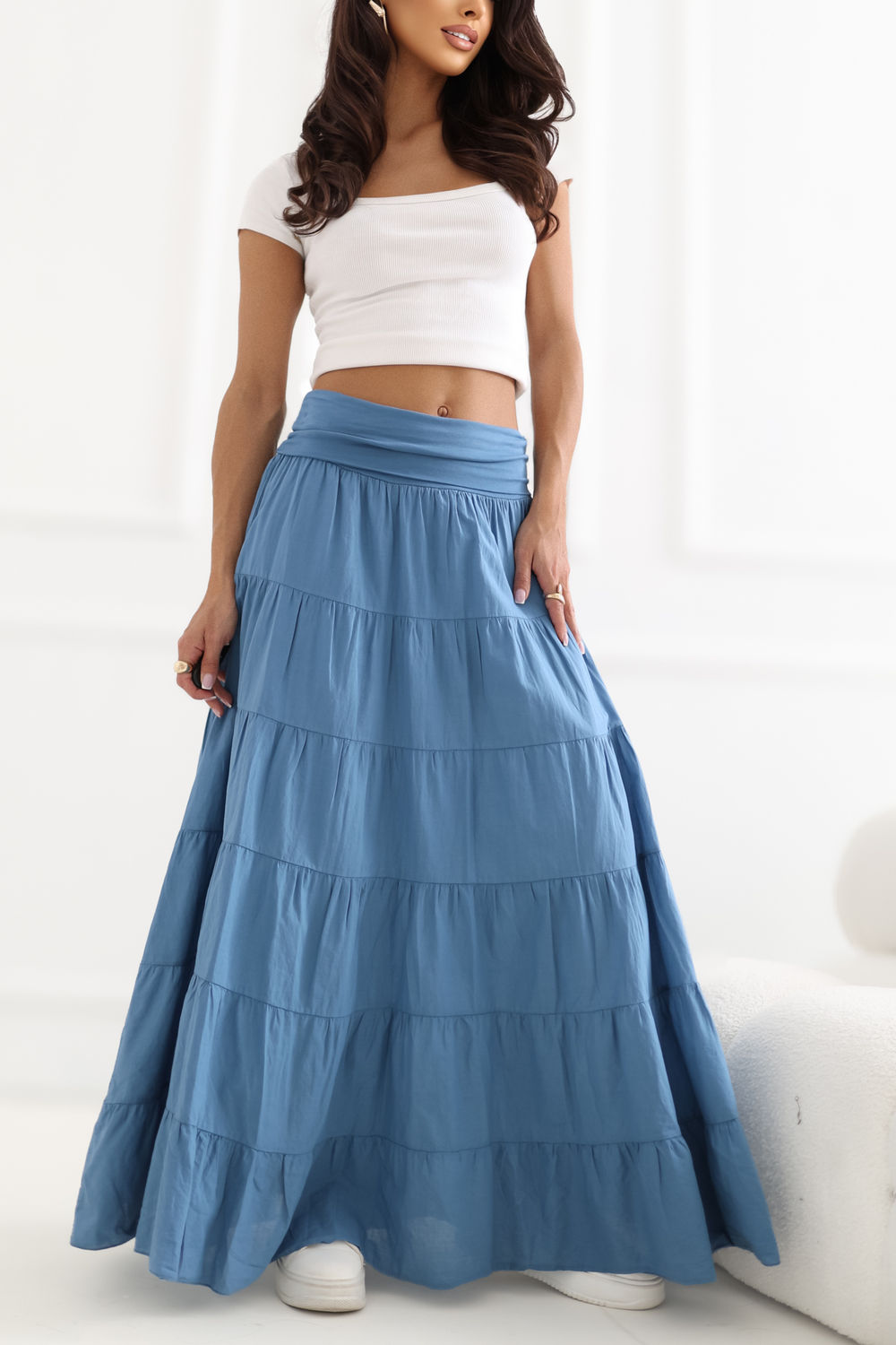 Jupe femme Italy Moda Longue Longue — bleu