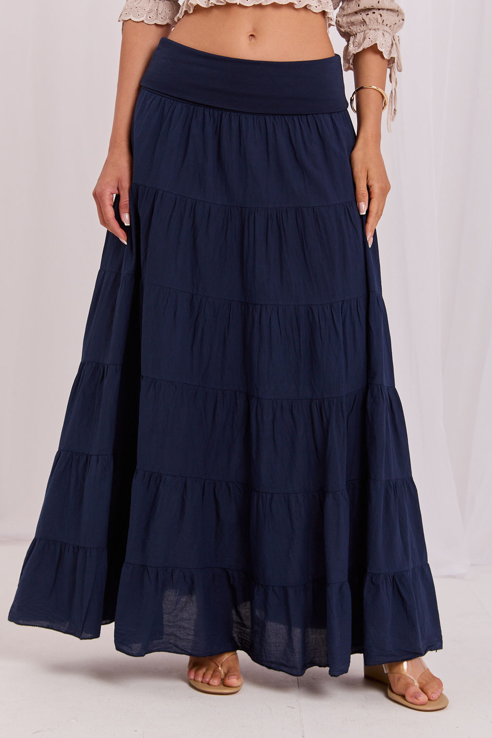 Jupe femme Italy Moda Longue Longue — bleu marine