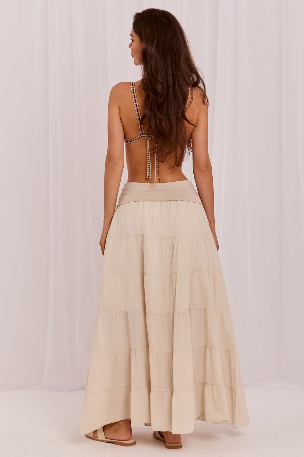 Jupe femme Italy Moda Longue Longue — beige