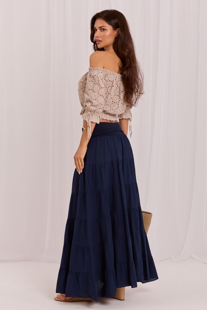 Jupe femme Italy Moda Longue Longue — bleu marine