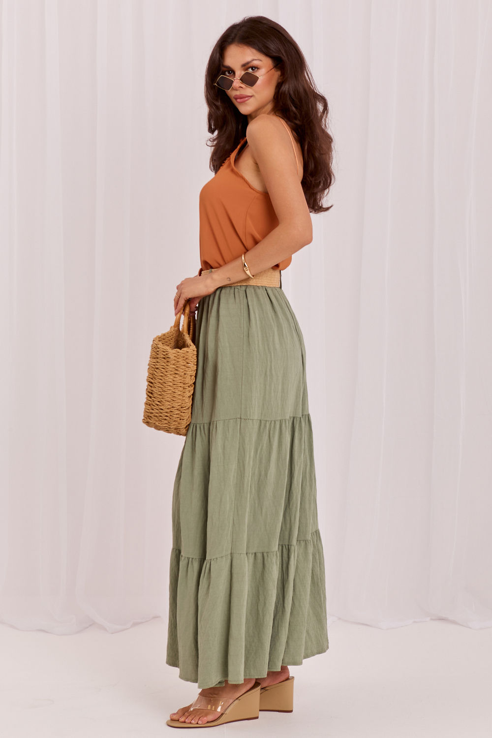 Jupe femme Italy Moda Longue Longue — vert